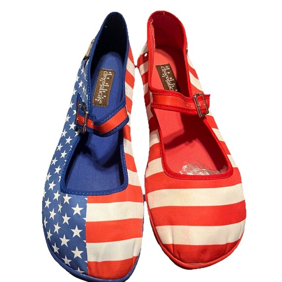 Hot Chocolate Design Chocolaticas Mary Jane Flats USA Patriotic Flag Women's 8 - Picture 1 of 15